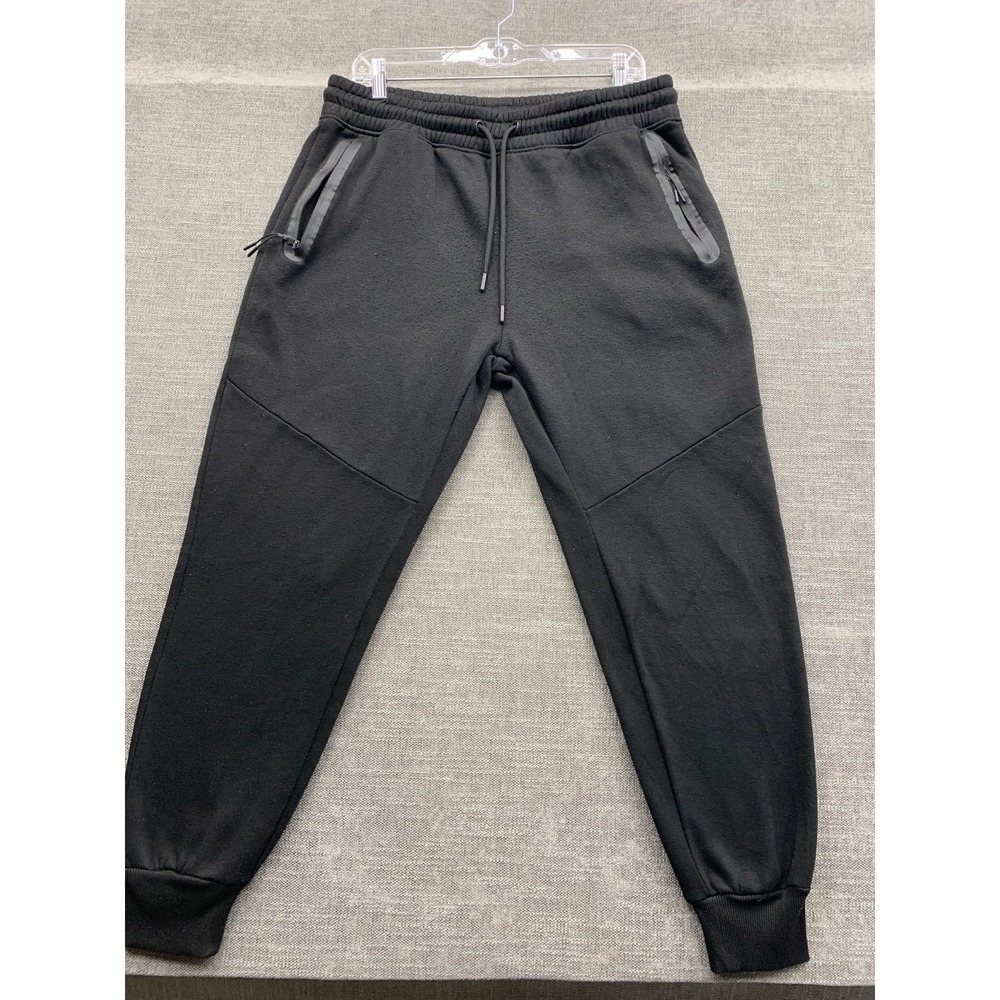 Athletex Performance Joggers Sweatpants Mens Large Black Zip Pockets Athletic